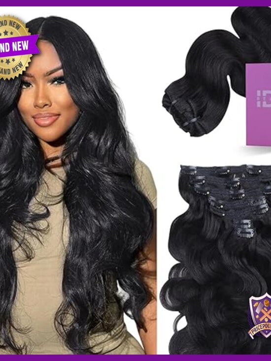 Real Human Hair Clip-In Extensions 22 Inch Body Wave 120g 7pcs
